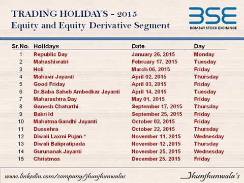 bombay stock exchange list of holidays 2016